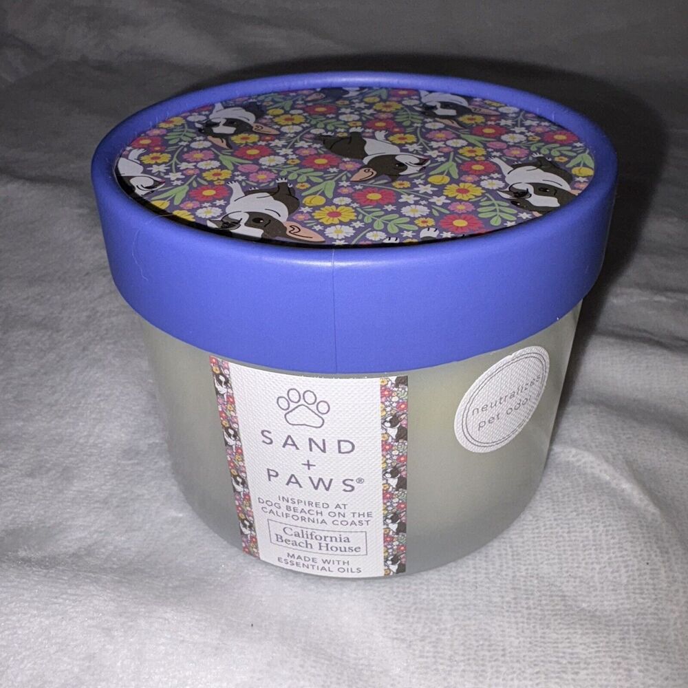Sand + Paws Candle Boston Terrier Dog 12 oz Scented “California Beach House” NEW
